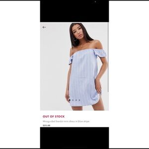 Missguidet bardot mini dress in blue stripe